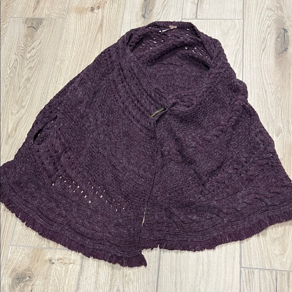 Free People Plum Knit Poncho